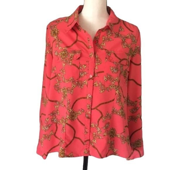 Elements Petite Salmon Chain Print Blouse - Picture 1 of 8